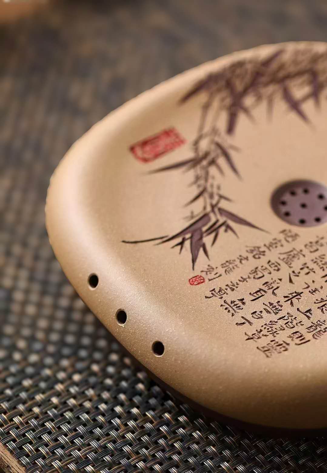干泡盘"陋室铭"李超全手工制 Yixing Handcrafted "Inscription of a Humble Abode" Tea Tray-Artistic- Dry Tea Platform, from Li Chao