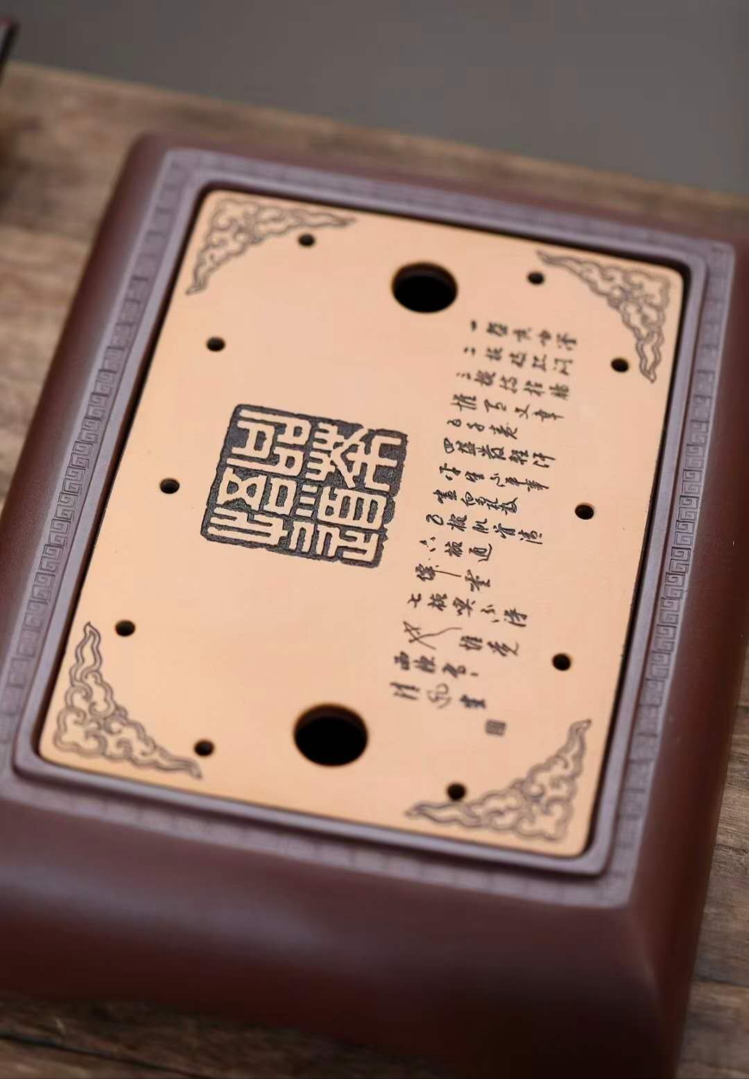 全手工干泡盘品茶悟道 Yixing Handcrafted "Savoring Tea, Embracing Tao" Tea Tray-Artistic- Dry Tea Platform