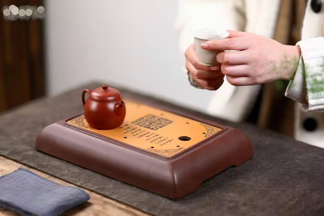 全手工干泡盘品茶悟道 Yixing Handcrafted "Savoring Tea, Embracing Tao" Tea Tray-Artistic- Dry Tea Platform