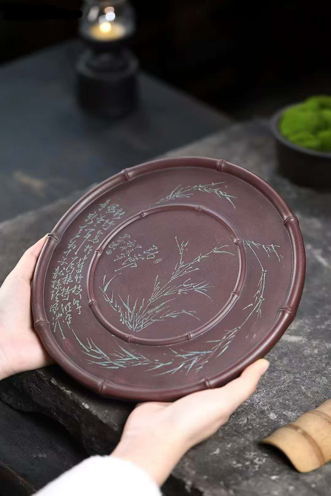 全手工干泡盘"劲节"Yixing Handcrafted "劲节 Bamboo Spirit" Tea Tray-Artistic- Dry Tea Platform-Collector`s Edtion