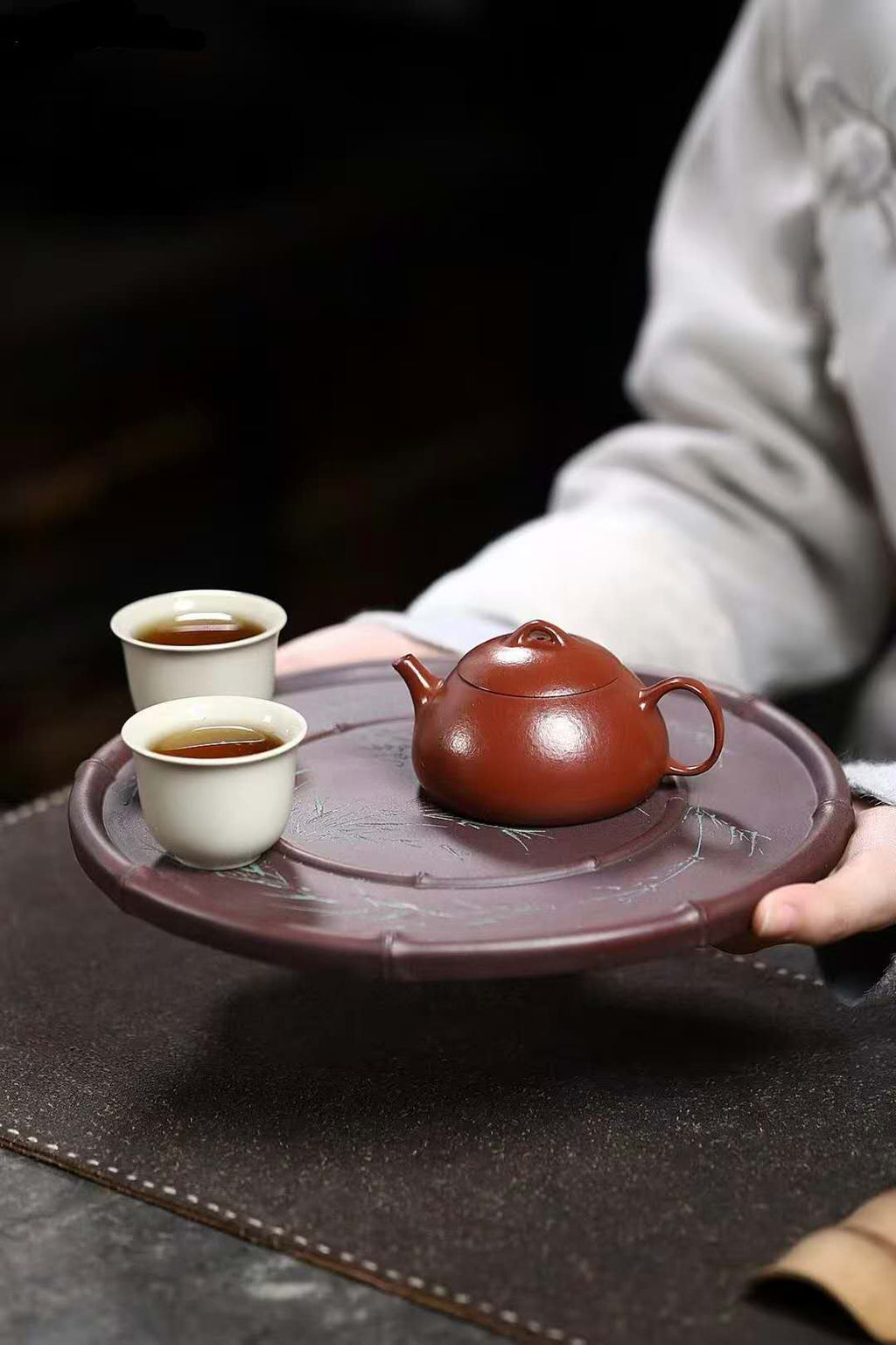 全手工干泡盘"劲节"Yixing Handcrafted "劲节 Bamboo Spirit" Tea Tray-Artistic- Dry Tea Platform-Collector`s Edtion