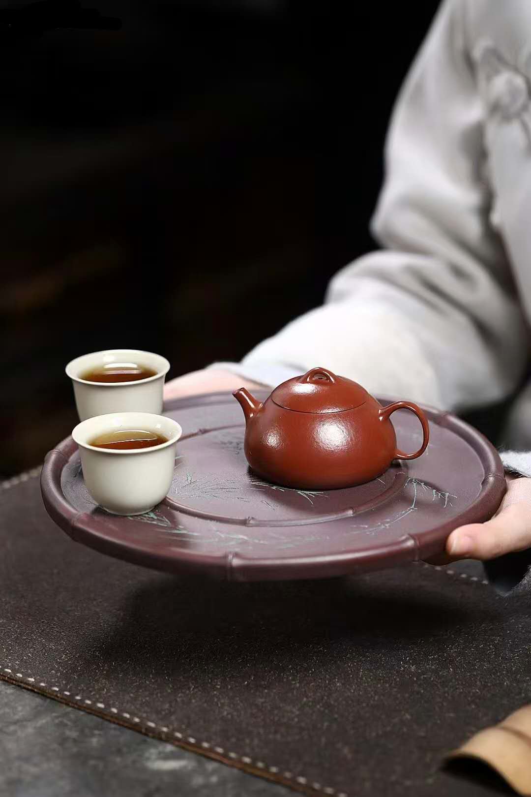 全手工干泡盘"劲节"Yixing Handcrafted "劲节 Bamboo Spirit" Tea Tray-Artistic- Dry Tea Platform-Collector`s Edtion