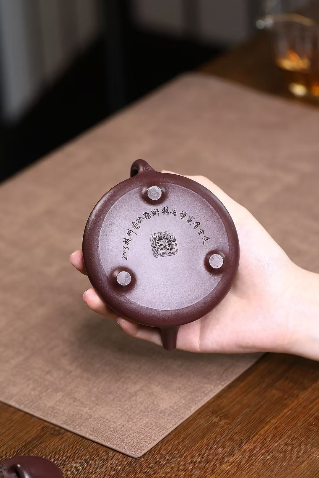 全手工大师壶 鲍玉华 紫袍玉砂 子冶石瓢 Fully handcrafted Yixing Pot by Baoyuhua "Ziye Shi Piao-Ziye Stone Ladle", 200ml