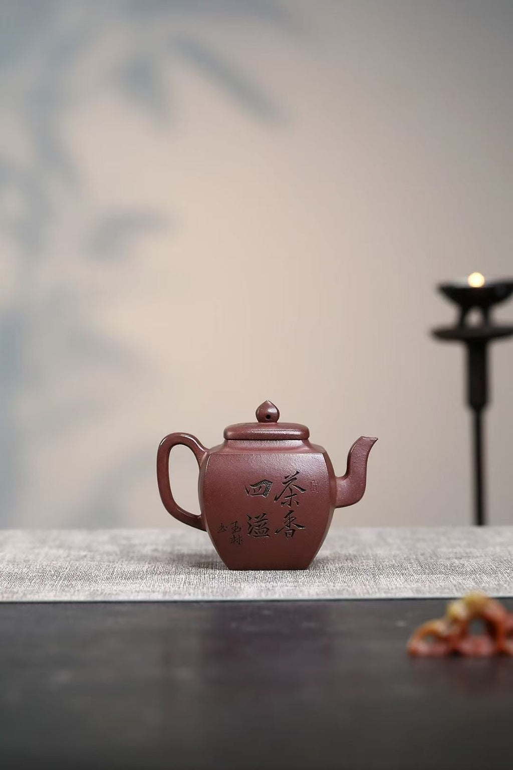 全手工大师壶 鲍玉华 Fully handcrafted Dicaoqing clay Yixing Pot by Baoyuhua "Square Pot", 170cc - 6leaves 357