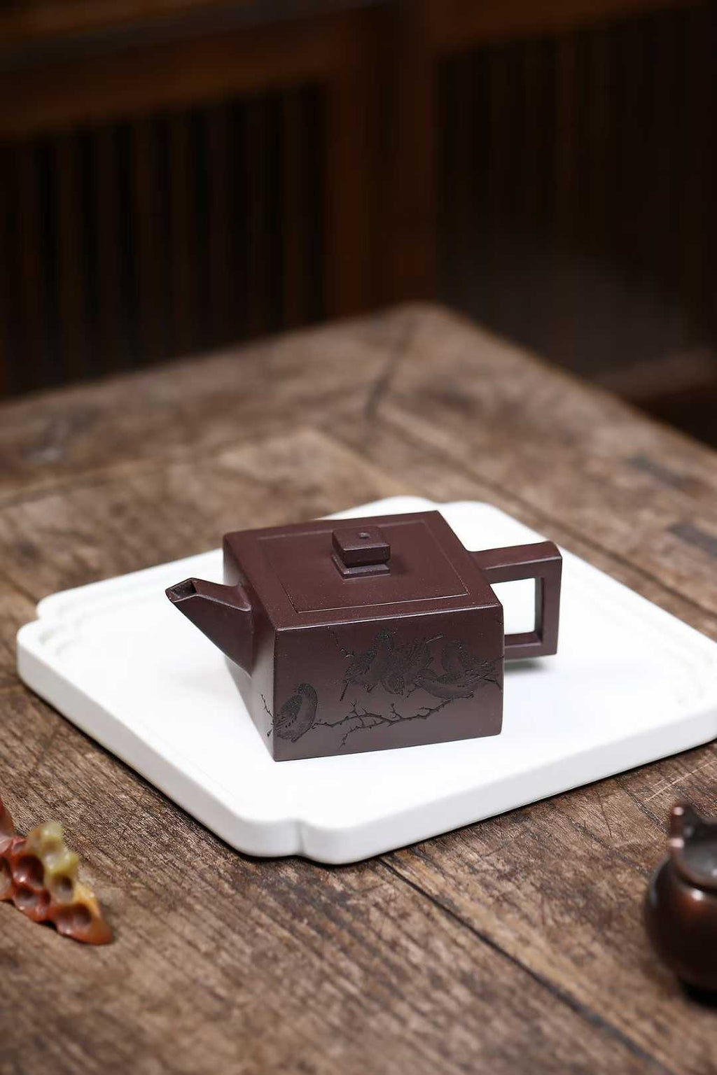全手工大师壶 鲍玉华正四方  Fully handcrafted Hei Dun Tou clay Yixing Pot by Baoyuhua "Zheng Si Fang-Perfect Square", 120ml