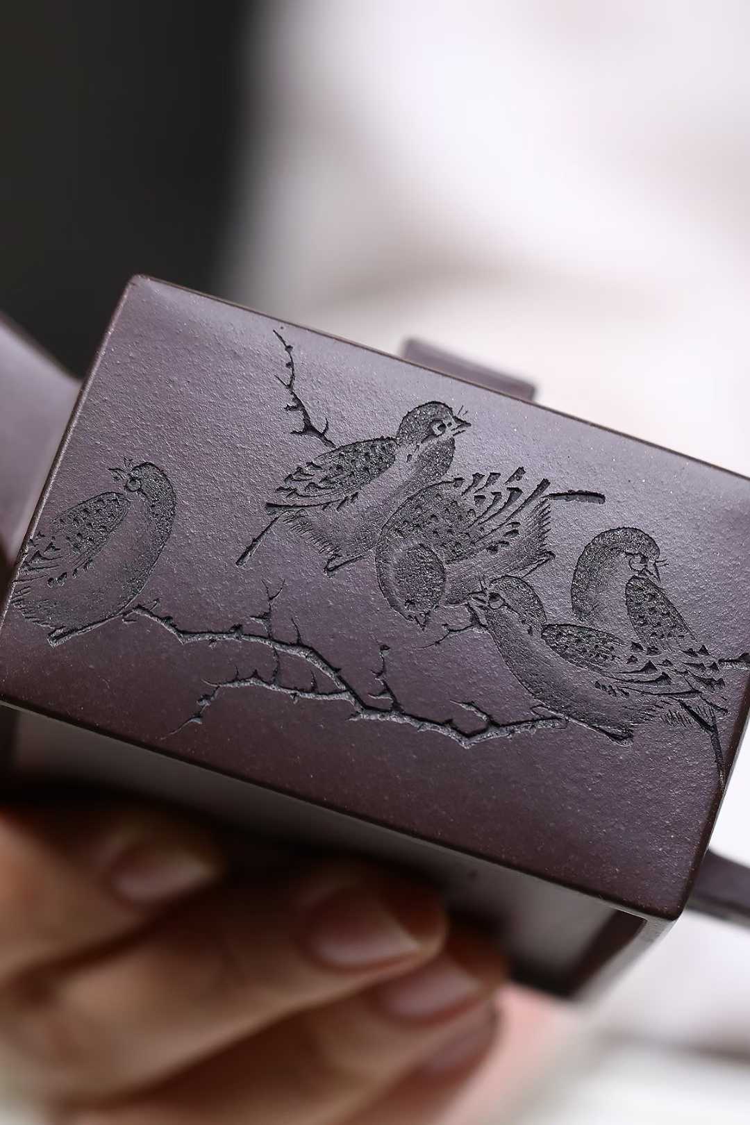 全手工大师壶 鲍玉华正四方  Fully handcrafted Hei Dun Tou clay Yixing Pot by Baoyuhua "Zheng Si Fang-Perfect Square", 120ml